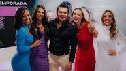 Jailton dos Santos posa com as apresentadoras em coletiva de imprensa - Foto: Divulgação
