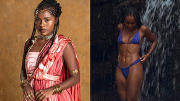 Duda Santos aproveitou folga na novela para curtir cachoeira - Foto: Reprodução/ TV Globo e Instagram@dudasantossd