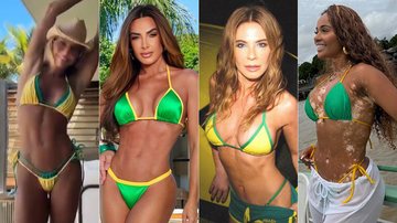 Deborah Secco, Nicole Bahls, Luciana Gimenez e Natália Deodato com o biquíni do Brasil