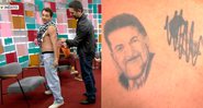 Eduardo Sterblitch mostrou tatuagens aleatórias no “Papo de Segunda” - Foto: GNT/ Papo de Segunda