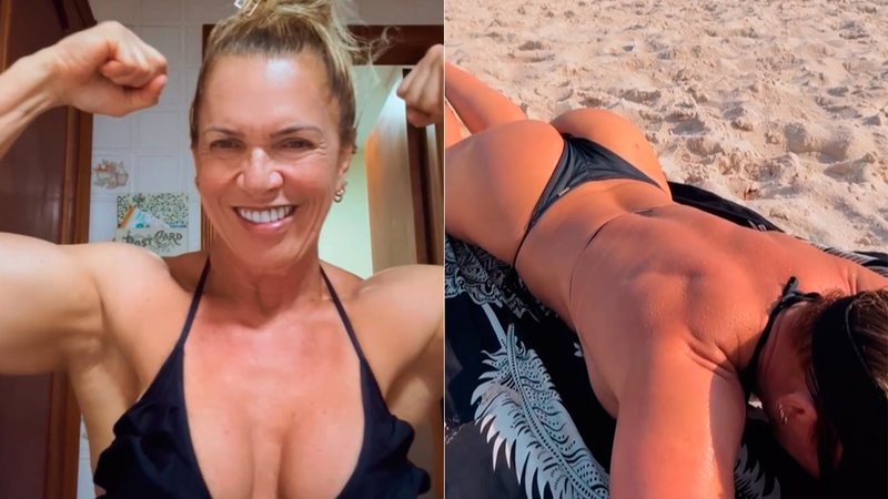 Eleinita Reis recebeu elogios ao ostentar o corpo sarado na praia - Foto: Reprodução/ @elenitamusafitness