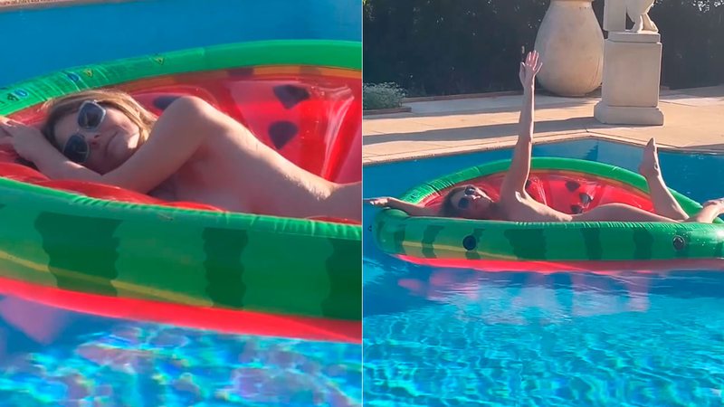 Elizabeth Hurley posou nua na piscina e recebeu elogios - Foto: Reprodução/ Instagram@elizabethhurley1