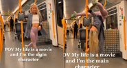 Embla Bergli fez pole dance em Metrô em movimento e viralizou - Foto: Reprodução/ TikTok@embla.pole