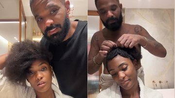Arlindinho ajudou Erika Januza a desfazer a trança