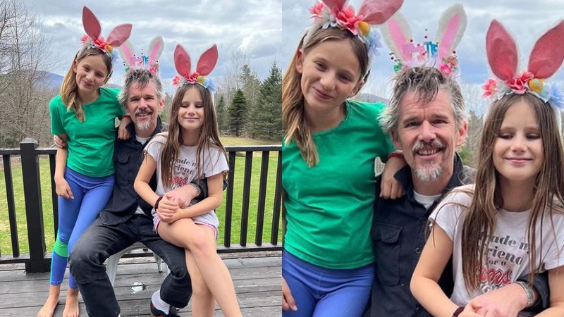 Ethan Hawke com as filhas caçulas - Foto: Reprodução / Instagram