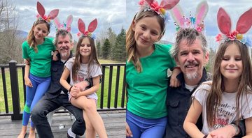 Ethan Hawke com as filhas caçulas - Foto: Reprodução / Instagram