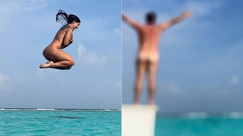 Fábio Porchat usou efeito para não mostrar o bumbum em foto nua nas Maldivas - Foto: Reprodução/ Instagram@fabioporchat