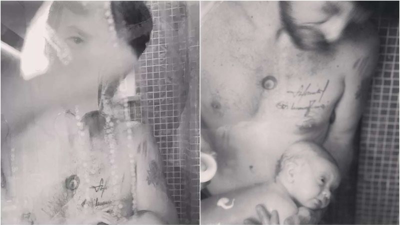 Emilio Dantas aparece tomando banho com os filhos - Foto: Reprodução/Instagram