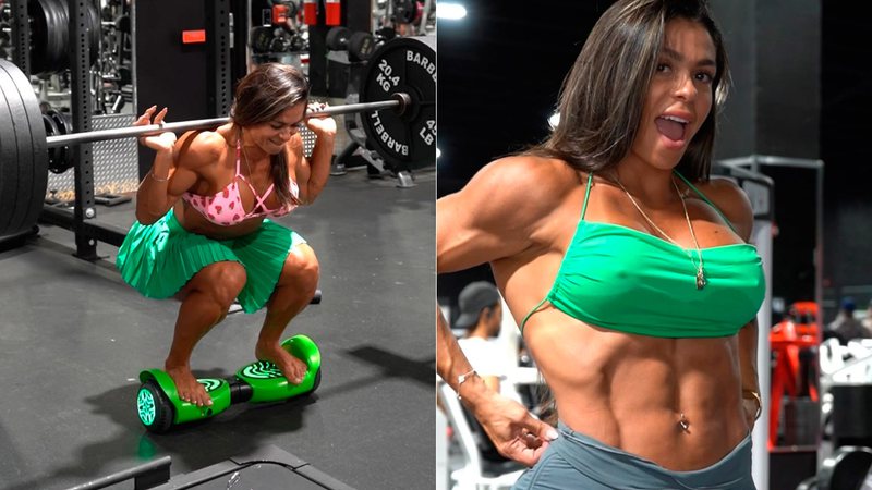 Fafá Araújo, a Mulher-Hulk, levantou peso em hoverboard e surpreendeu internautas - Foto: Reprodução/ @fafafitness11