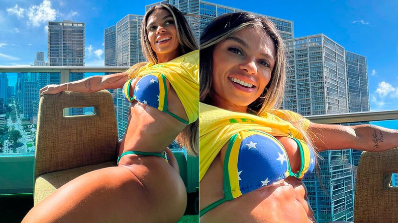 Fafá Fitness, a Mulher-Hulk, posou com biquíni do Brasil - Foto: Reprodução/ Instagram@fafafitness11