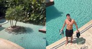 Rodrigo Faro aparece nas redes sociais limpando piscina de sua mansão - Foto: Reprodução / Instagram @veraviel