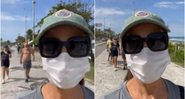 Fátima Bernardes grava vídeo enquanto caminhava à beira da praia - Foto: Reprodução / Instagram