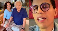 Fátima Sampaio com Cid Moreira, e Roger Felipe Moreira - Foto: Reprodução/ Instagram@ocidmoreira e Balanço Geral/ RecordTV!