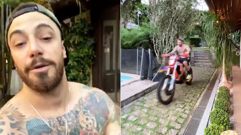 Felipe Titto andou de moto no quintal para espantar o tédio da quarentena - Foto: Reprodução/ Instagram