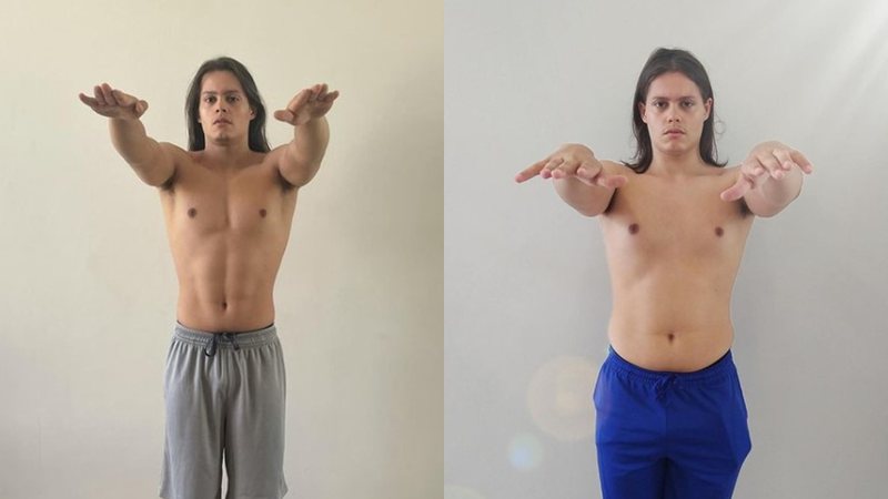 Lucas Cardi Rangel mostrando antes e depois de seu corpo - Foto: Reprodução / Instagram @lucascardiangel
