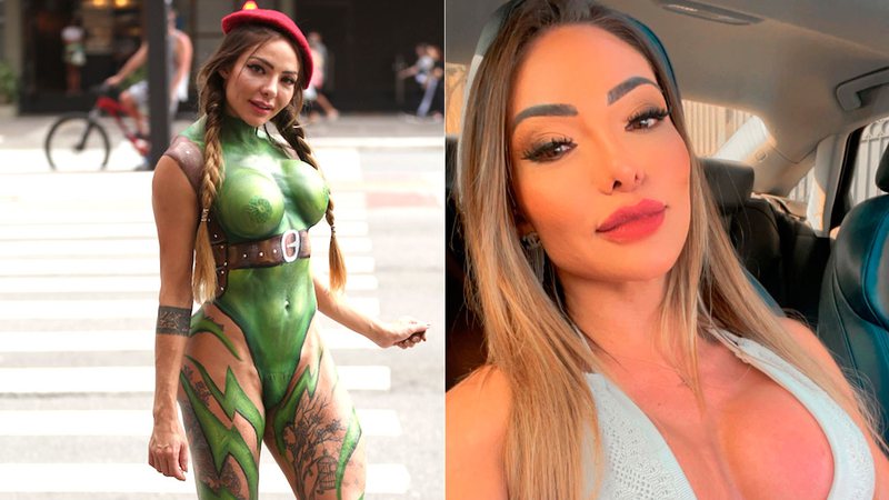 Flávia Oliver foi multada em R$ 10 mil por condomínio por conta de pintura corporal - Foto: Reprodução/ Instagram@flaoliver.oficial