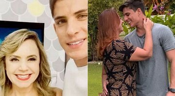 Tiago Ramos com a apresentadora Flor, em 2016, e já namorando Nadine Gonçalves, em foto atual - Foto: Reprodução/ Instagram