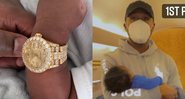 Floyd Mayweather, o neto Kentrell Jr, e o Rolex de diamantes - Reprodução/Instagram@moneyyaya
