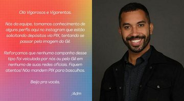 ADMs de Gilberto postaram notificação em seu Instagram - Foto: Reprodução / Instagram@gilnogueiraofc