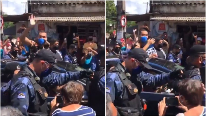 Gil do Vigor precisou de escolta policial para andar pelo bairro do Janga, em Paulista - Foto: Reprodução/Twitter