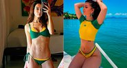 Giovanna Lancellotti e Mel Maia aderiram ao biquíni com as cores do Brasil - Foto: Reprodução/ Instagram@gilancellotti e @melissamelmaia