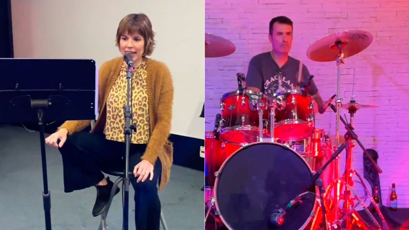Gloria Vanique e Fabio Turci mostraram ensaio de banda de rock - Foto: Reprodução/ Instagram@gloriavanique e @fabioturci_jornalista