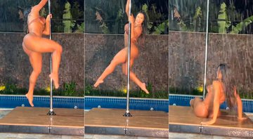 Gracyanne Barbosa mostrou queda no pole dance na chuva - Foto: Reprodução/ Instagram@graoficial