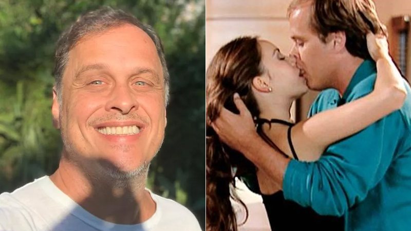 Guilherme Fontes em foto atual, e na época da novela, na icônica cena do beijo com Sandy - Foto: Arquivo pessoal e Reprodução/ TV Globo