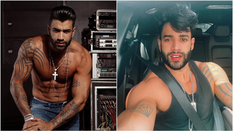 Gusttavo Lima "antes e depois" da mudança de visual - Foto: Reprodução / Instagram