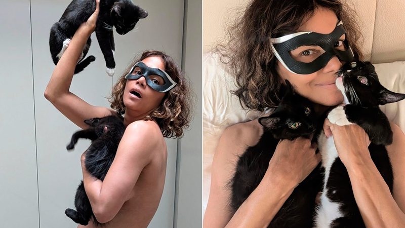 Halle Berry posou de calcinha e topless em homenagem aos 20 anos de Mulher-Gato - Foto: Reprodução/ @halleberry