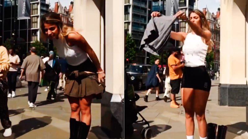 Hariany Almeida trocou de roupa na calçada em Londres - Foto: Reprodução/ Instagram@hariany