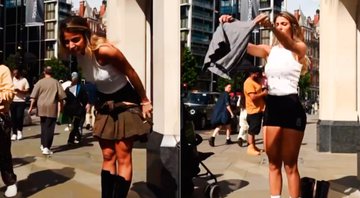 Hariany Almeida trocou de roupa na calçada em Londres - Foto: Reprodução/ Instagram@hariany