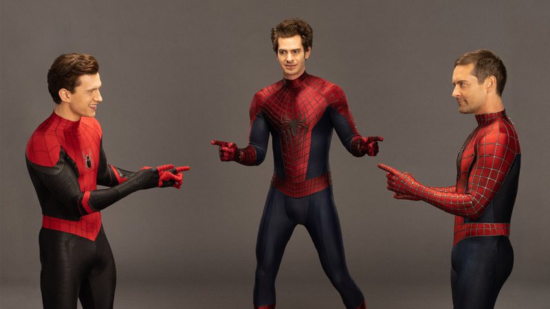 Tom Holland, Andrew Garfield e Tobey Maguire recriam meme do Homem-Aranha - Foto: Reprodução / Sony Pictures / Marvel