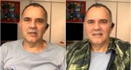 Humberto Martins em dois momentos durante a live com Andréa Sorvetão - Foto: Reprodução / Instagram