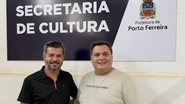 Imagem Secretário de Cultura Carlos Damas confirma, ao lado de Thiago Michelasi, o Rei e Rainha do Rodeio FEIFE 2026 em Porto Ferreira