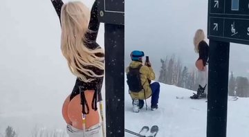 Influenciadora abaixou a calça em estação de esqui e passou vergonha - Foto: Reprodução/ Instagram@influencersinthewild