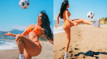Ivana Knoll postou fotos jogando futebol na praia e recebeu elogios - Foto: Reprodução/ Instagram@knolldoll