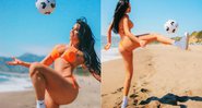 Ivana Knoll postou fotos jogando futebol na praia e recebeu elogios - Foto: Reprodução/ Instagram@knolldoll