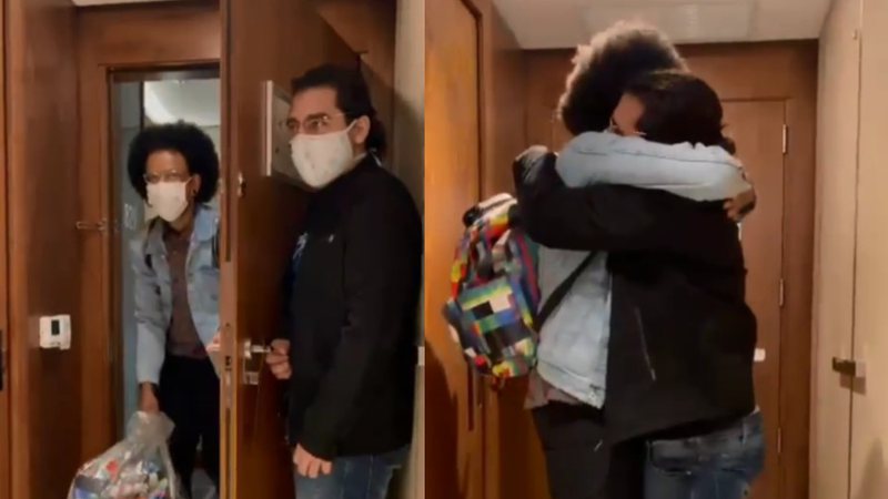 No vídeo, Igor se escondeu atrás da porta para recebê-lo e os dois se abraçam, emocionados - Reprodução/Instagram