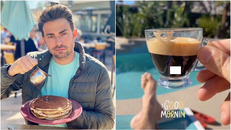 O ator Jonathan Bennett acabou mostrando demais no reflexo de uma xícara de café - Foto: Reprodução / Instagram@jonathandbennett
