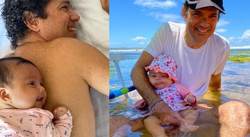 Jorge levou a filha caçula pela primeira vez à praia e compartilha registro nas redes sociais - Reprodução/Instagram