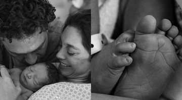 Juliana Schalch ao lado do filho e marido no momento do parto - Foto: Reprodução / Instagram @juschalch