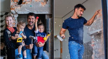 Julio Rocha e a família nas obras de sua casa em Indaiatuba - Foto: Reprodução / Instagram