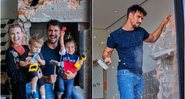 Julio Rocha e a família nas obras de sua casa em Indaiatuba - Foto: Reprodução / Instagram
