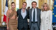 Hailey Bieber, Justin Bieber, Emmanuel Macron e Brigitte Macron no Palácio do Eliseu - Foto: Reprodução / Instagram