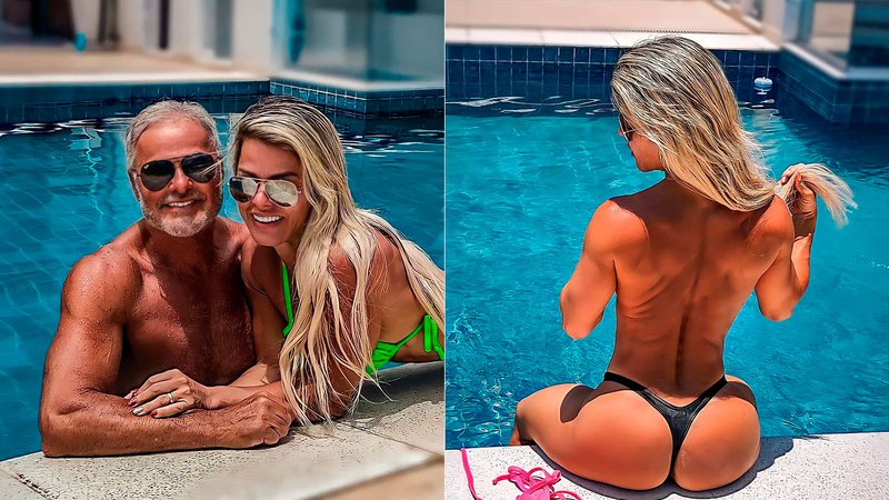 Cristianne Menezes exibiu abdômen sarado e fez topless à beira da piscina - Foto: Reprodução/ Instagram@cristianneoficial