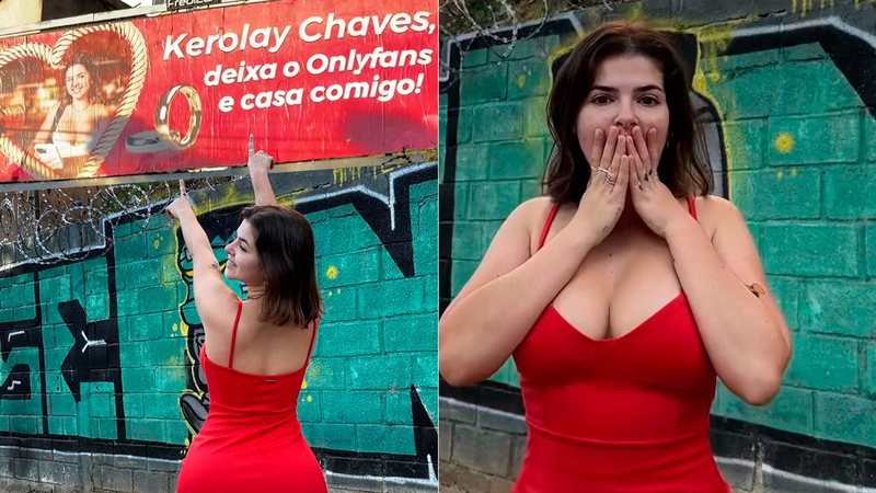 Kerolay Chaves foi pedida em casamento por fã em outdoor - Foto: Reprodução/ Instagram@kerolay_chaves