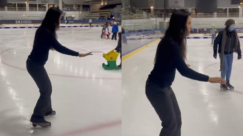 Kyra Gracie tenta patinar no gelo durante férias na França - Foto: Reprodução / Instagram