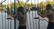 Mulher quebra portão da 'Lagoa dos Dinossauros' - Reprodução/Instagram