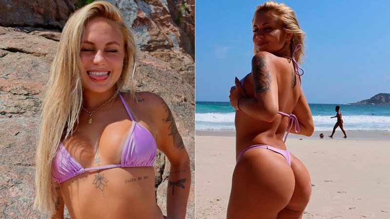 Lara Jucá posou sorridente durante passeio à praia - Foto: Reprodução/ Instagram@larajucah